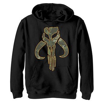 Boys 8-20 Star Wars The Mandalorian Mythosaur Skull Orange Lined Camo Hoodie