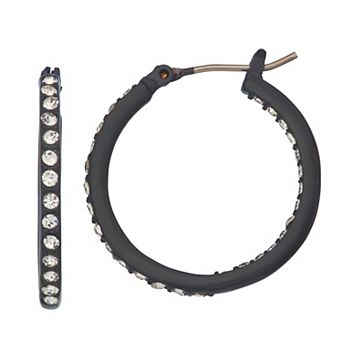 Simply Vera Vera Wang Black Simulated Crystal Hoop Earrings