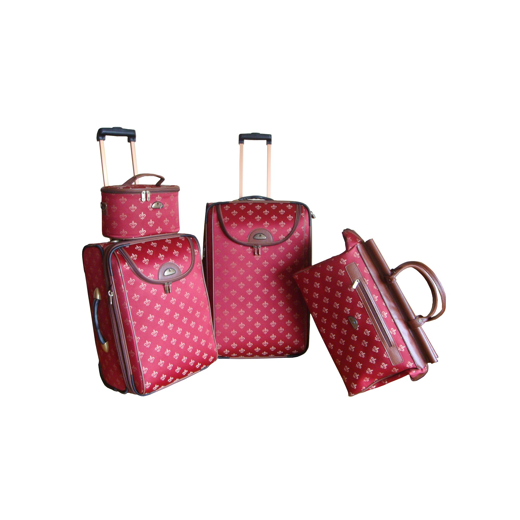 American Flyer Fleur-de-Lis 4-Piece Luggage Set, Red
