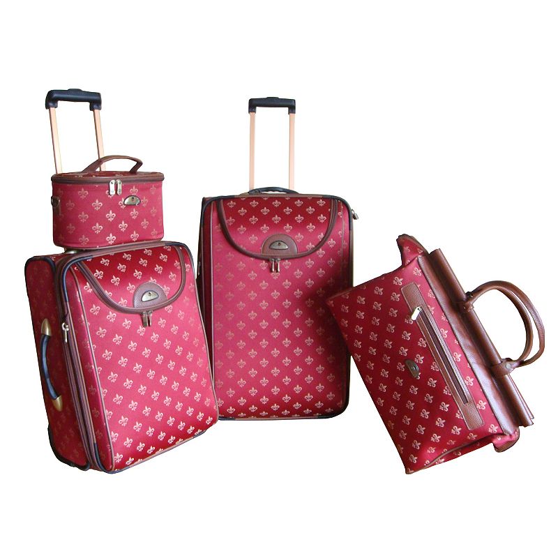 American Flyer Fleur-de-Lis 4-Piece Luggage Set, Red, 4 PC SET