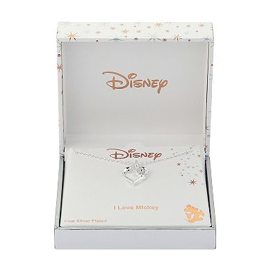 Disney's Mickey Mouse Fine Silver Plated Cubic Zirconia Heart Necklace