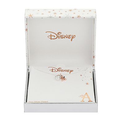 Disney's Minnie Mouse Head Two-Tone Initial Necklace