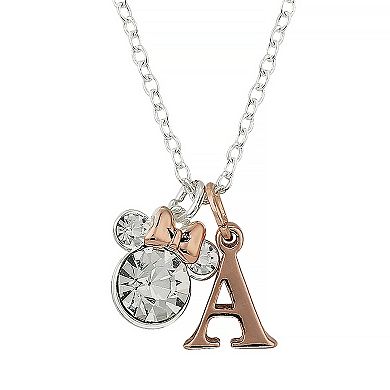 Disney's Minnie Mouse Head Two-Tone Initial Necklace