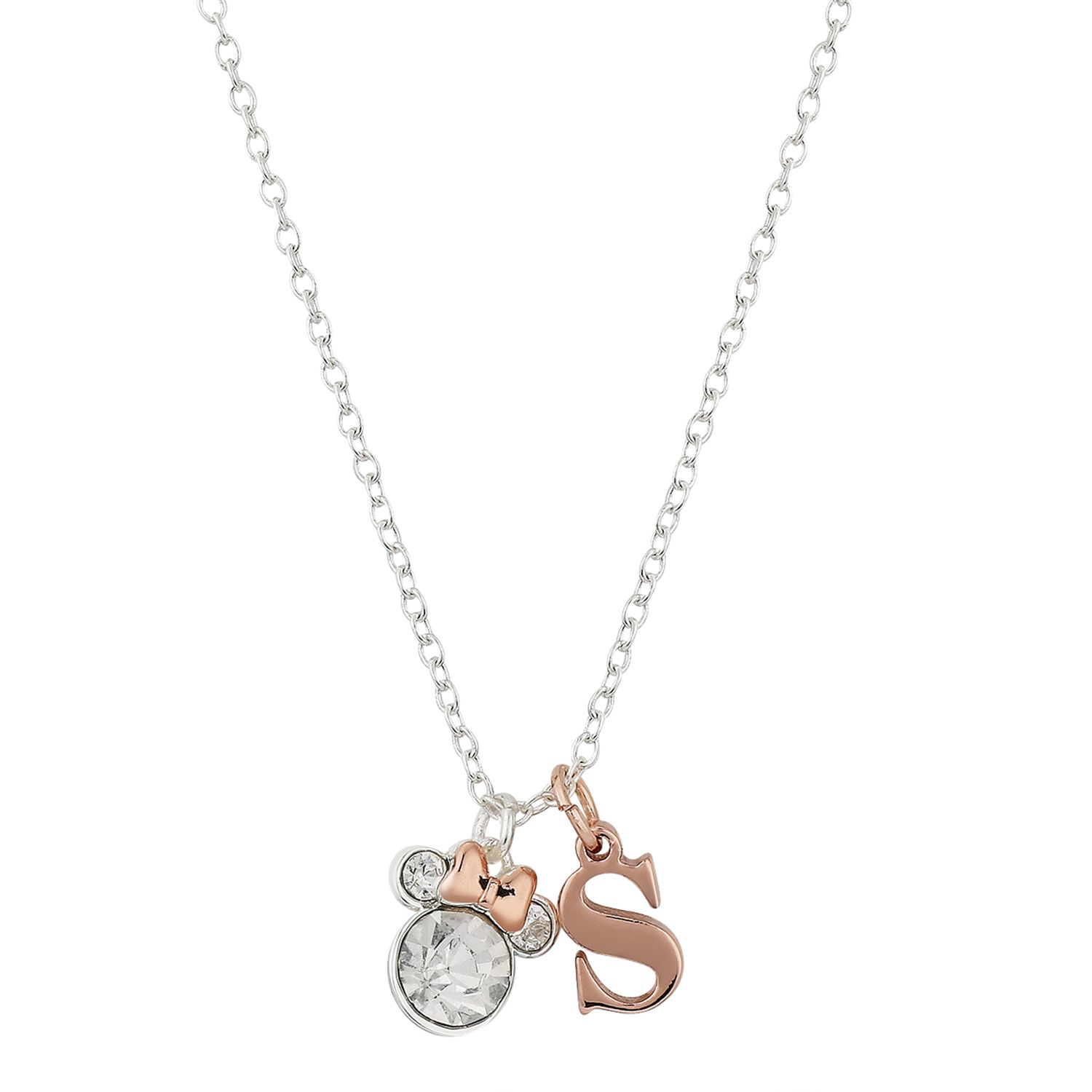 Image for Disney 's Minnie Mouse Head Two-Tone Initial Necklace at Kohl's.