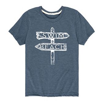 Boys 8-20 Swim Beach Sign Tee