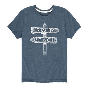 Boys 8-20 Swim Beach Sign Tee