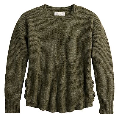 Juniors' Pink Republic Side Lace Up Sweater