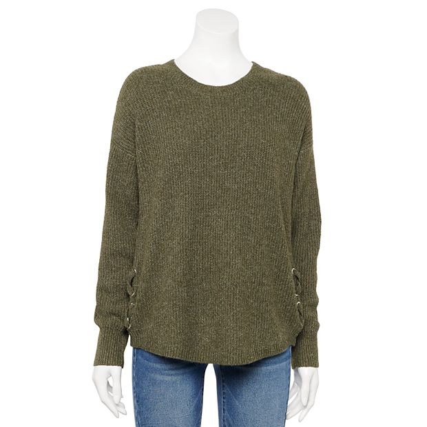 Side lace outlet up sweater