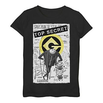 Girls 3-16 Despicable Me Minions "Top Secret" Blueprints Tee