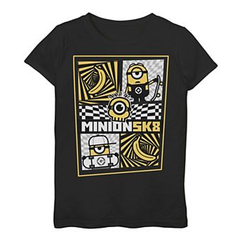 Girls 3-16 Minions SK8 Abstract Box Panel Logo Tee