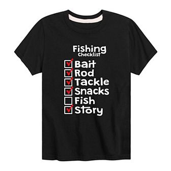 Boys 8-20 Fishing Checklist Tee