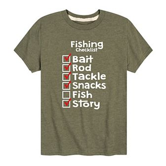 Boys 8-20 Fishing Checklist Tee