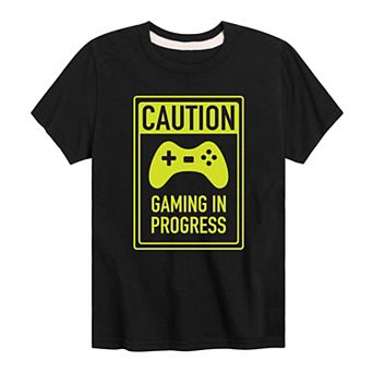 Boys 8-20 Caution Gaming In Progress Tee