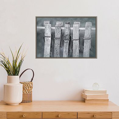Amanti Art Clothes Pins Framed Canvas Print