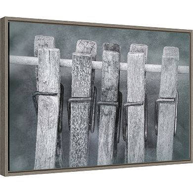 Amanti Art Clothes Pins Framed Canvas Print