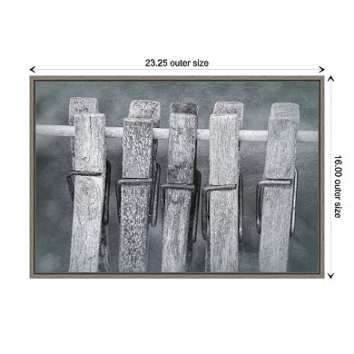 Amanti Art Clothes Pins Framed Canvas Print