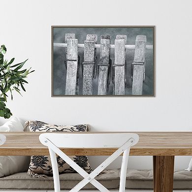 Amanti Art Clothes Pins Framed Canvas Print