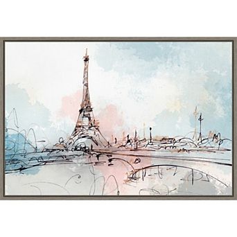 Amanti Art Blushing Paris (Eiffel Tower) Framed Canvas Print