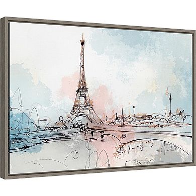 Amanti Art Blushing Paris (Eiffel Tower) Framed Canvas Print
