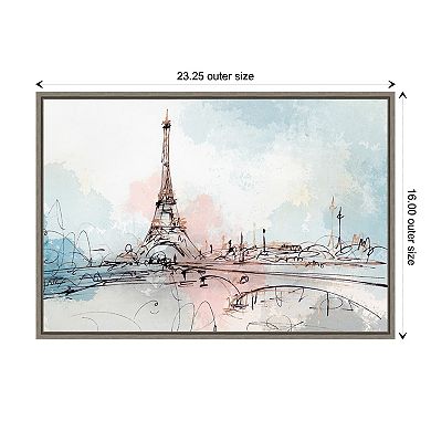 Amanti Art Blushing Paris (Eiffel Tower) Framed Canvas Print