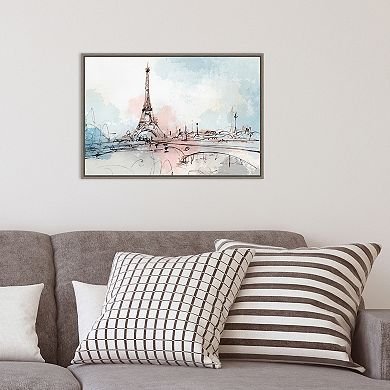 Amanti Art Blushing Paris (Eiffel Tower) Framed Canvas Print