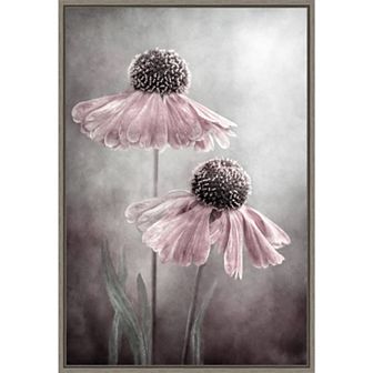 Amanti Art Duet of Pink Flowers Framed Canvas Print