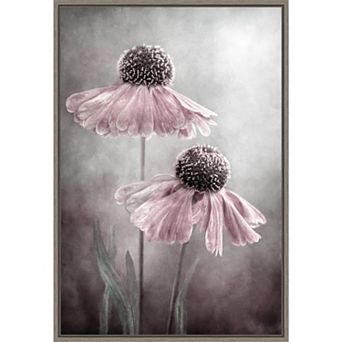 Amanti Art Duet of Pink Flowers Framed Canvas Print