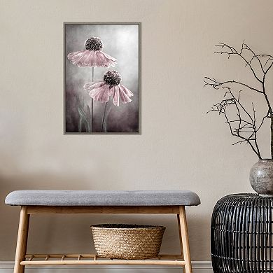 Amanti Art Duet of Pink Flowers Framed Canvas Print