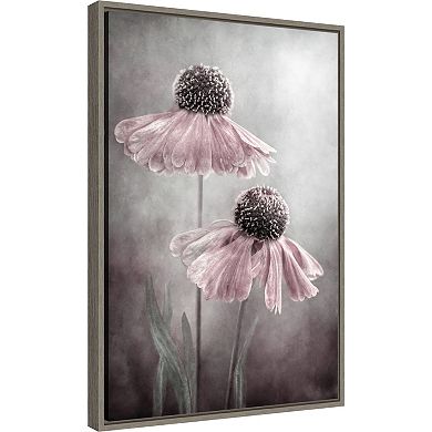 Amanti Art Duet of Pink Flowers Framed Canvas Print