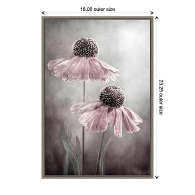 Amanti Art Duet of Pink Flowers Framed Canvas Print