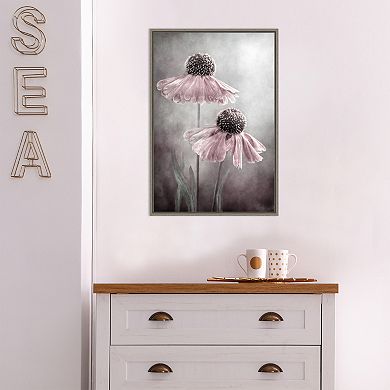 Amanti Art Duet of Pink Flowers Framed Canvas Print