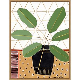 Amanti Art Gold Tablecloth 4 (Plant) Framed Canvas Print