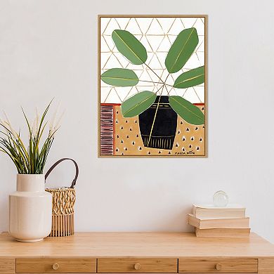 Amanti Art Gold Tablecloth 4 (Plant) Framed Canvas Print