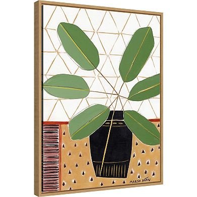 Amanti Art Gold Tablecloth 4 (Plant) Framed Canvas Print