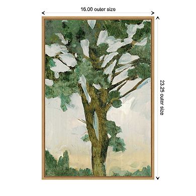 Amanti Art Green Tree Line I Framed Canvas Print