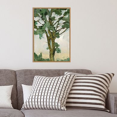 Amanti Art Green Tree Line I Framed Canvas Print