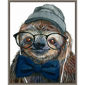 Amanti Art Hipster Sloth Framed Canvas Print