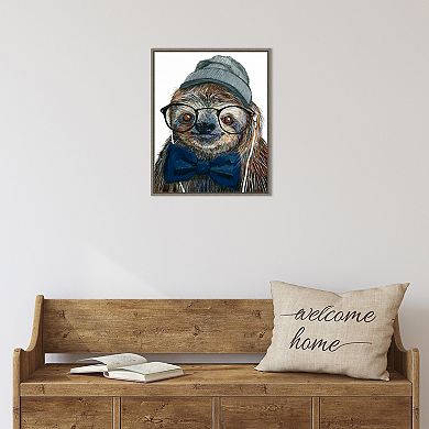 Amanti Art Hipster Sloth Framed Canvas Print