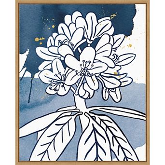 Amanti Art Indigo Blooms II Framed Canvas Print