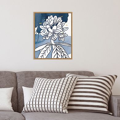 Amanti Art Indigo Blooms II Framed Canvas Print