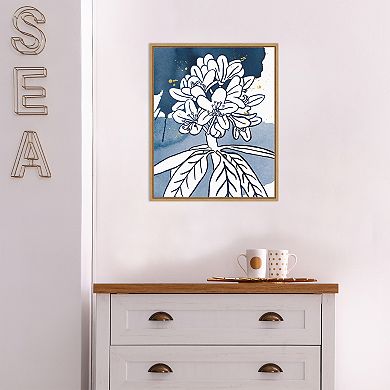 Amanti Art Indigo Blooms II Framed Canvas Print