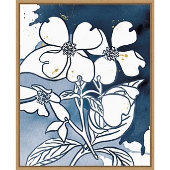 Amanti Art Indigo Blooms III Framed Canvas Print
