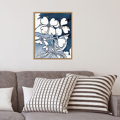 Amanti Art Indigo Blooms III Framed Canvas Print