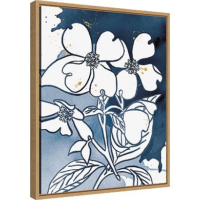 Amanti Art Indigo Blooms III Framed Canvas Print