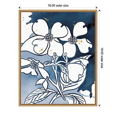Amanti Art Indigo Blooms III Framed Canvas Print