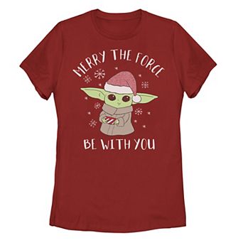 Juniors' Star Wars: The Mandalorian Christmas Merry Child Tee