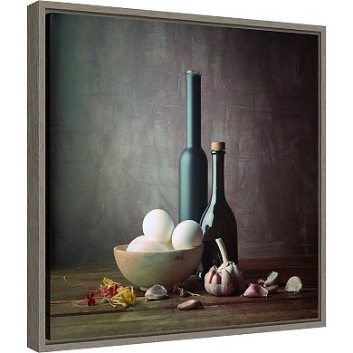 Amanti Art Kitchen Eggs and Bottles Still Life Framed Canvas Print