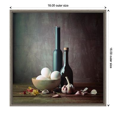 Amanti Art Kitchen Eggs and Bottles Still Life Framed Canvas Print