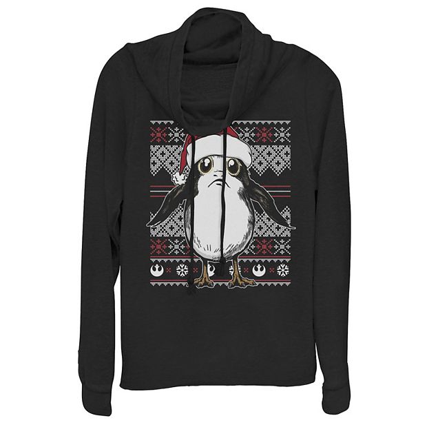 Juniors Star Wars Porg Ugly Christmas Sweater Hoodie