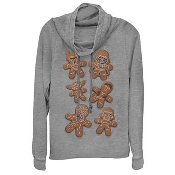 Juniors' Star Wars Christmas Gingerbread Wars Cowlneck Graphic Lightweight Long Sleeve
